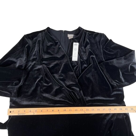 NEW Chico's Womens Black Wide Leg Waist Tie Elegant Velvet Jumpsuit Size 3 US 16 - Picture 16 of 16